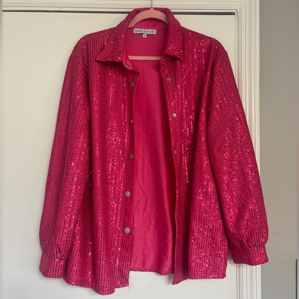 Hazel & Olive Pink Sequin Jacket